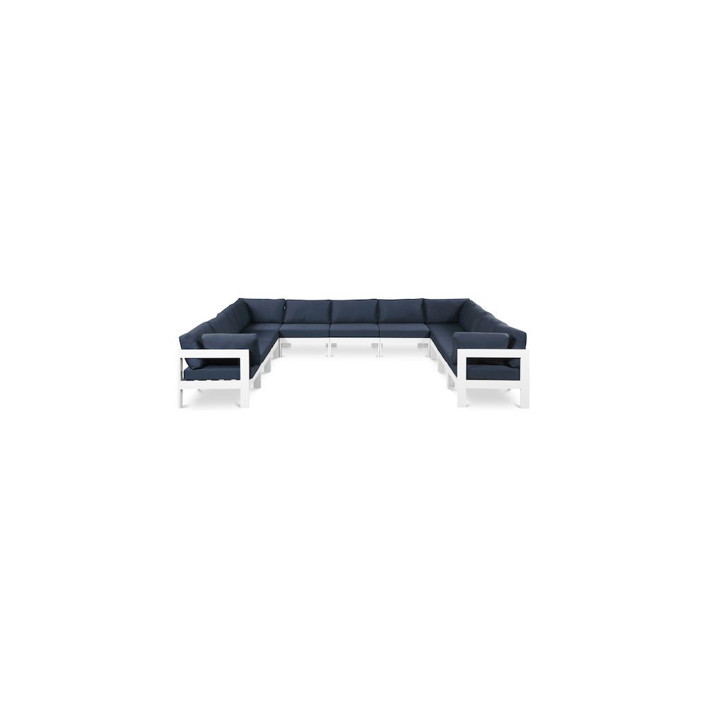 Nizuc Navy Water Resistant Fabric Outdoor Patio Modular Sectional. Picture 1