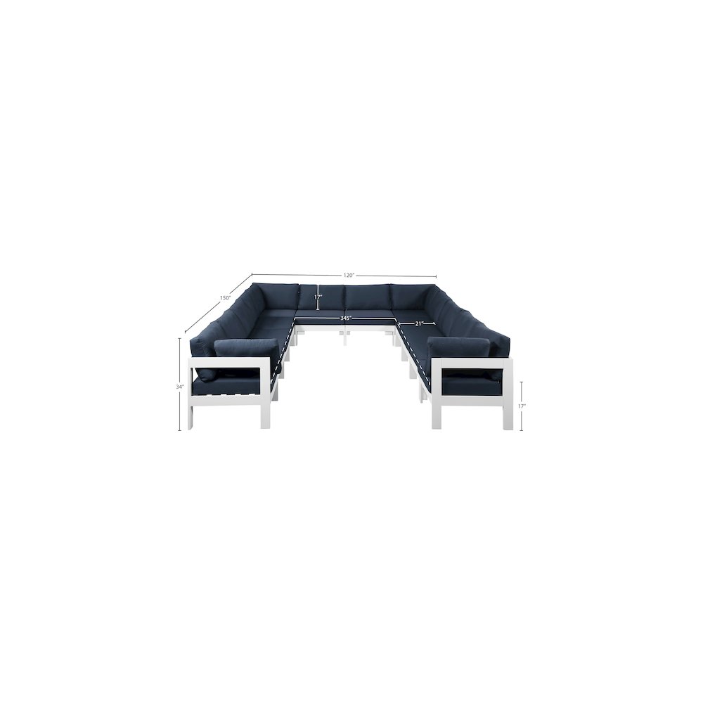 Nizuc Navy Water Resistant Fabric Outdoor Patio Modular Sectional. Picture 6