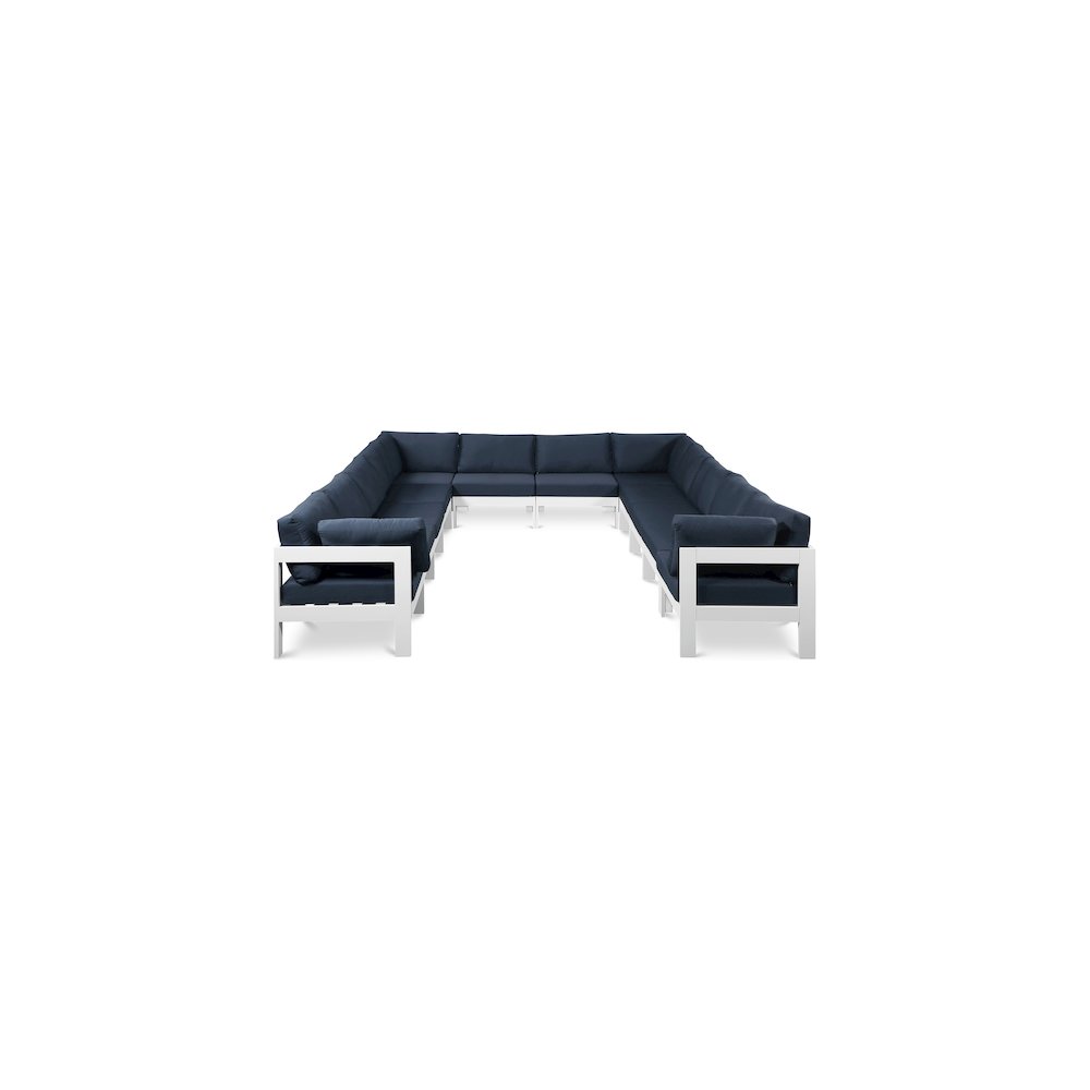 Nizuc Navy Water Resistant Fabric Outdoor Patio Modular Sectional. Picture 1