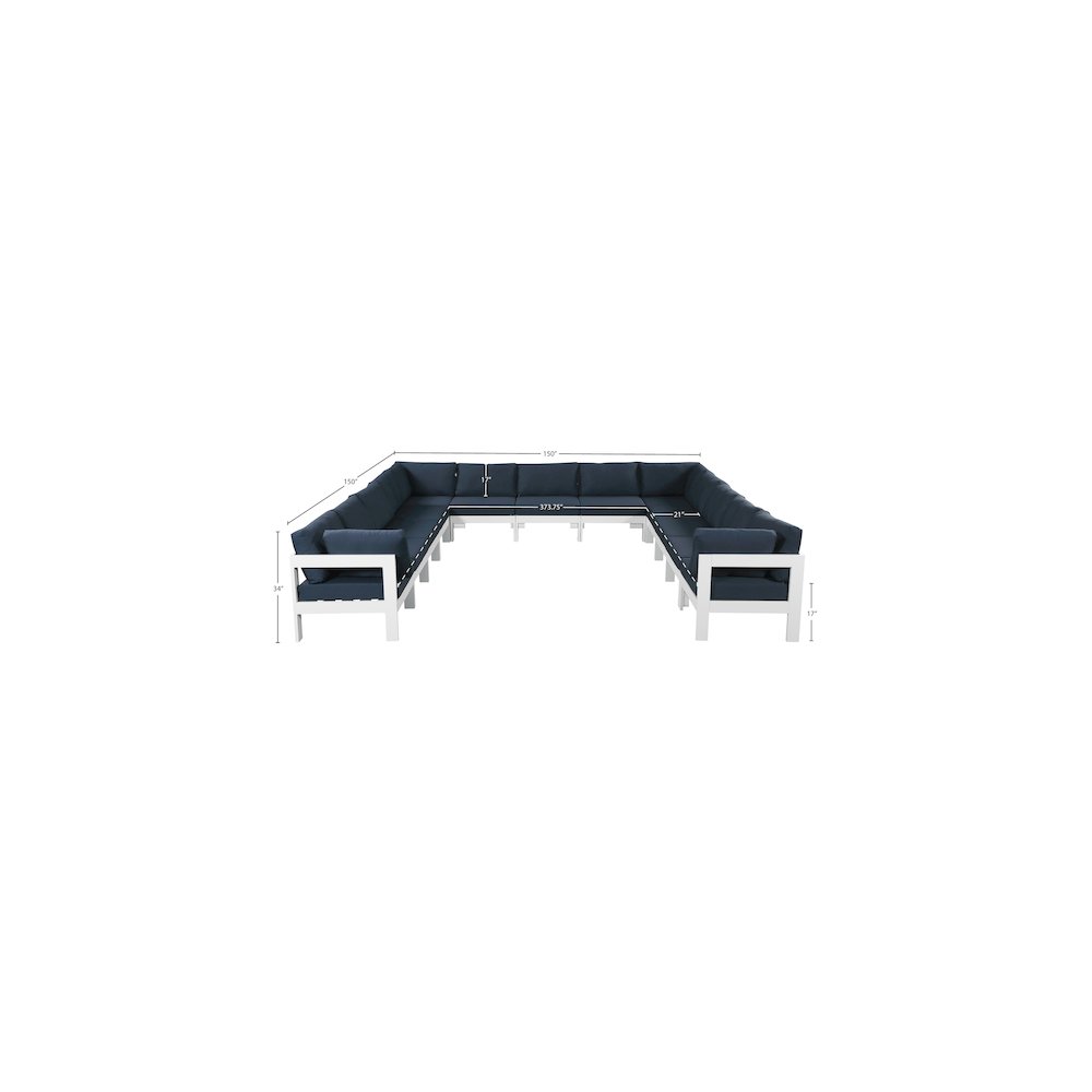 Nizuc Navy Water Resistant Fabric Outdoor Patio Modular Sectional. Picture 6