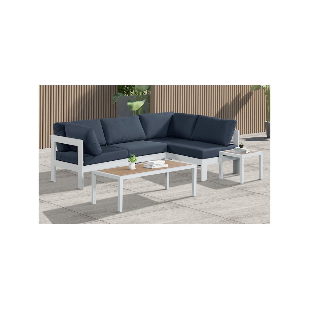 Nizuc Navy Water Resistant Fabric Outdoor Patio Modular Sectional. Picture 2