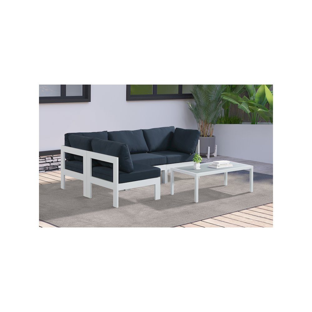 Nizuc Navy Water Resistant Fabric Outdoor Patio Modular Sectional. Picture 3