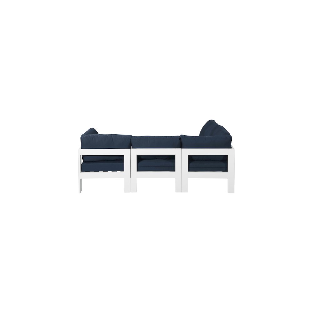 Nizuc Navy Water Resistant Fabric Outdoor Patio Modular Sectional. Picture 4
