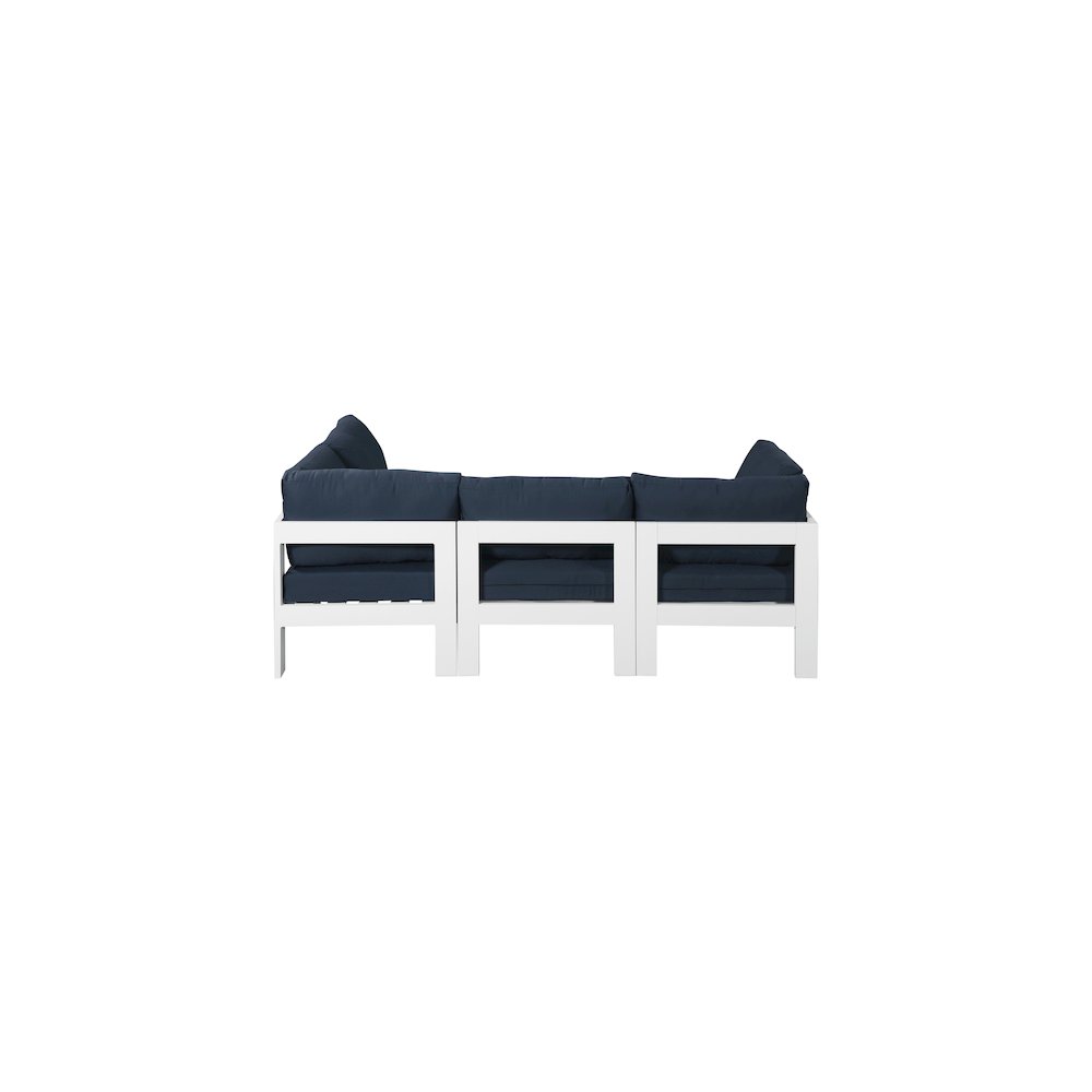 Nizuc Navy Water Resistant Fabric Outdoor Patio Modular Sectional. Picture 5