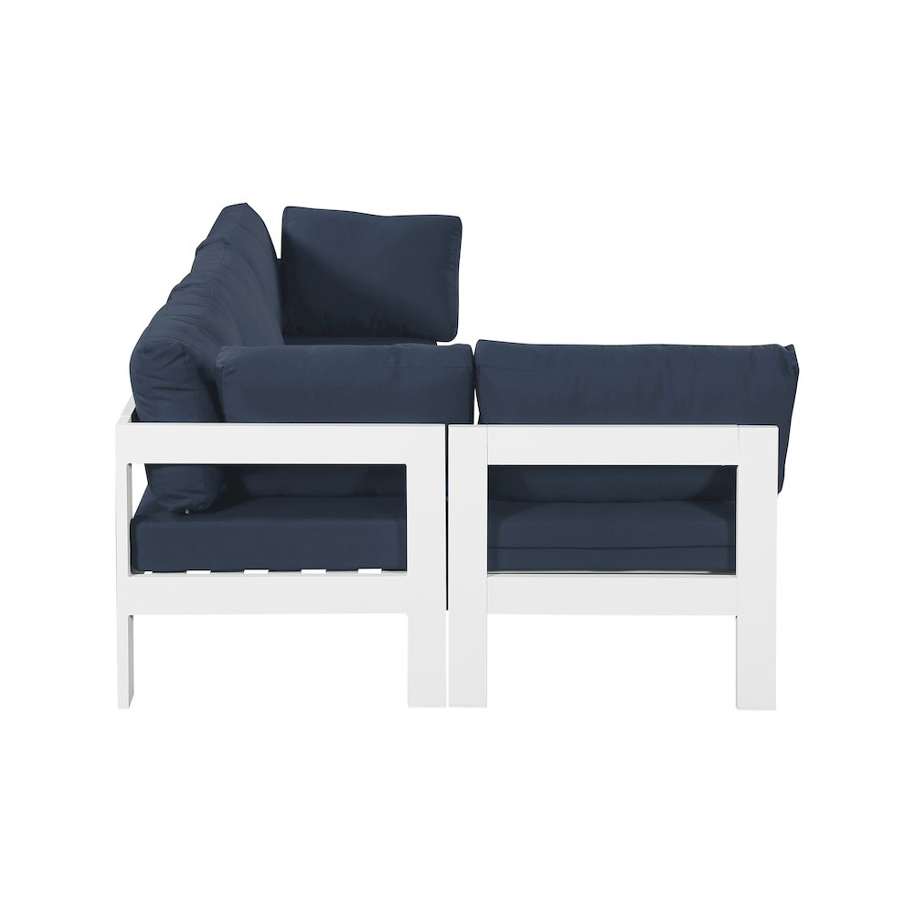 Nizuc Navy Water Resistant Fabric Outdoor Patio Modular Sectional. Picture 6