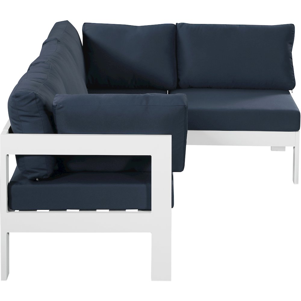 Nizuc Navy Water Resistant Fabric Outdoor Patio Modular Sectional. Picture 7