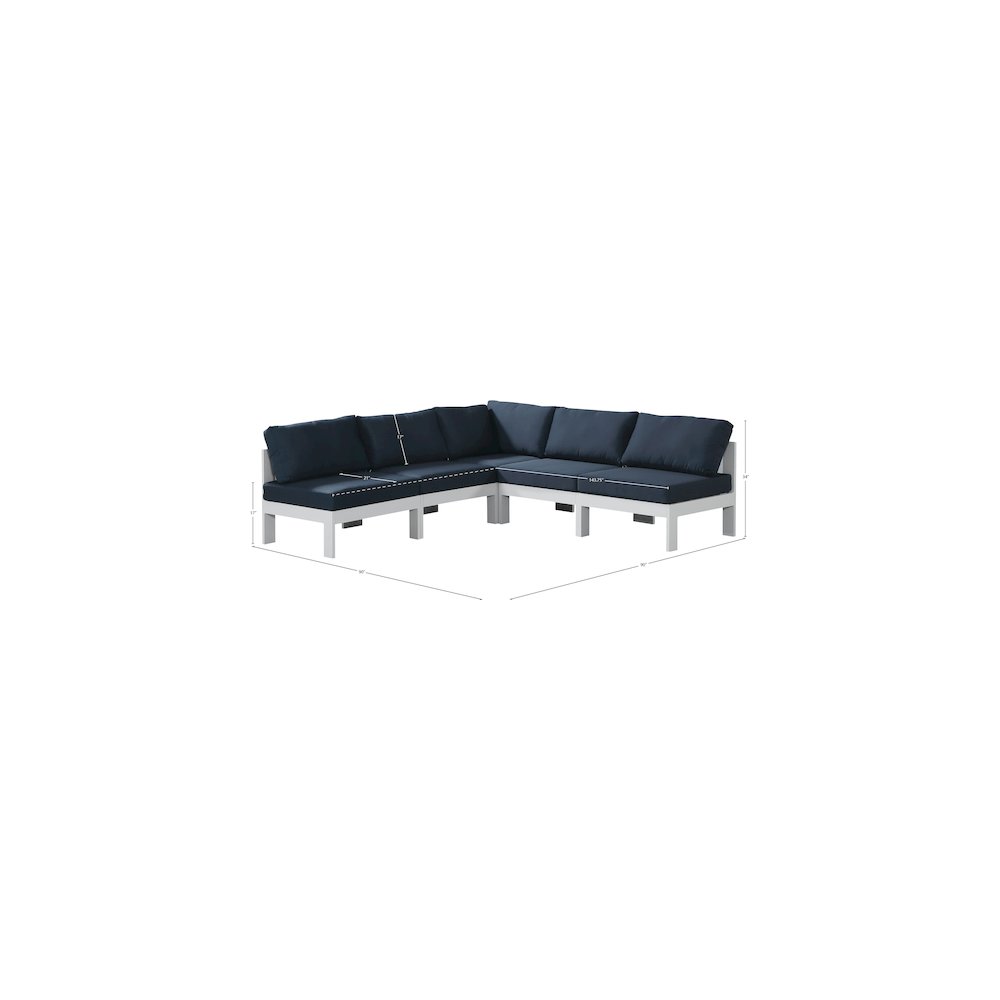 Nizuc Navy Water Resistant Fabric Outdoor Patio Modular Sectional. Picture 7