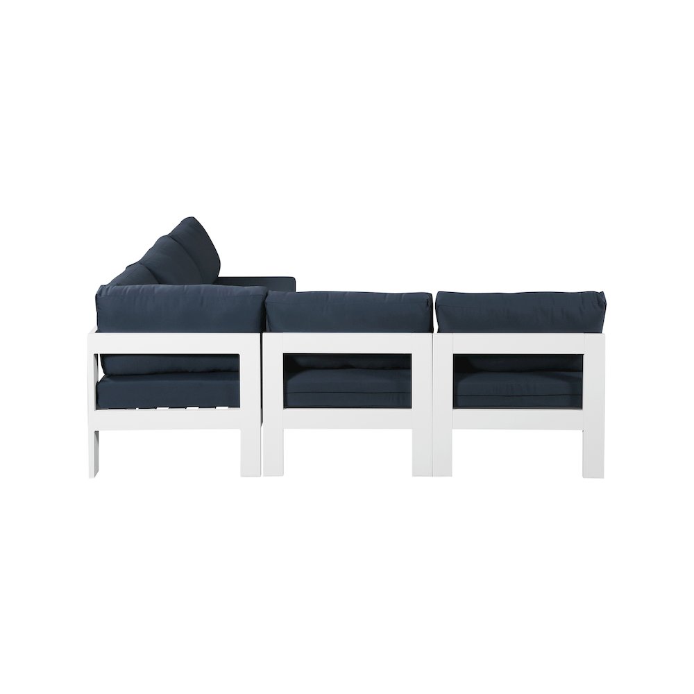 Nizuc Navy Water Resistant Fabric Outdoor Patio Modular Sectional. Picture 3