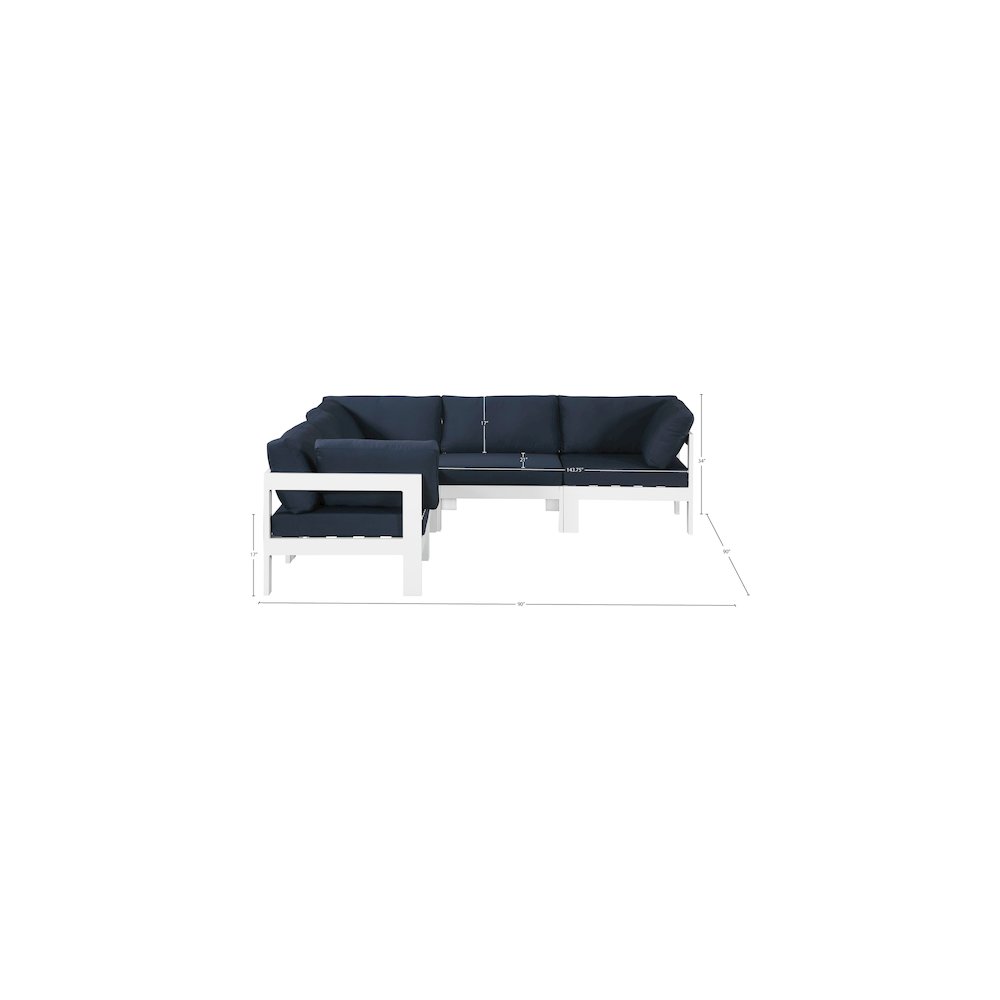 Nizuc Navy Water Resistant Fabric Outdoor Patio Modular Sectional. Picture 6