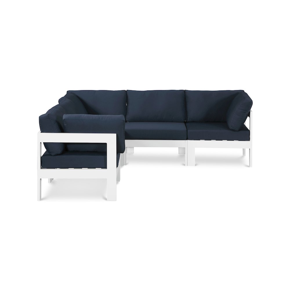 Nizuc Navy Water Resistant Fabric Outdoor Patio Modular Sectional. Picture 1