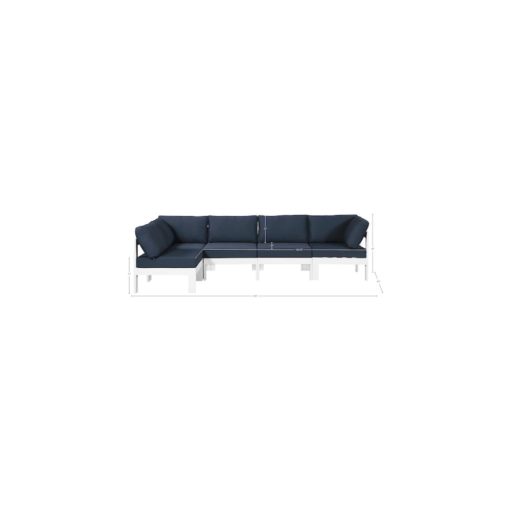 Nizuc Navy Water Resistant Fabric Outdoor Patio Modular Sectional. Picture 10