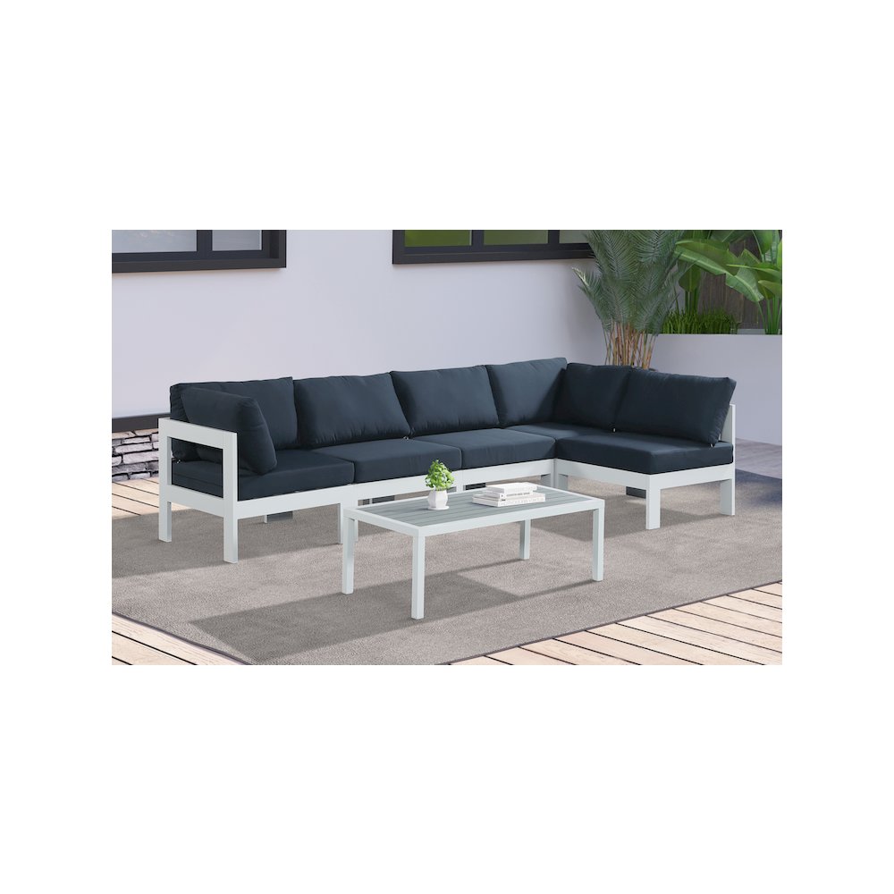 Nizuc Navy Water Resistant Fabric Outdoor Patio Modular Sectional. Picture 2