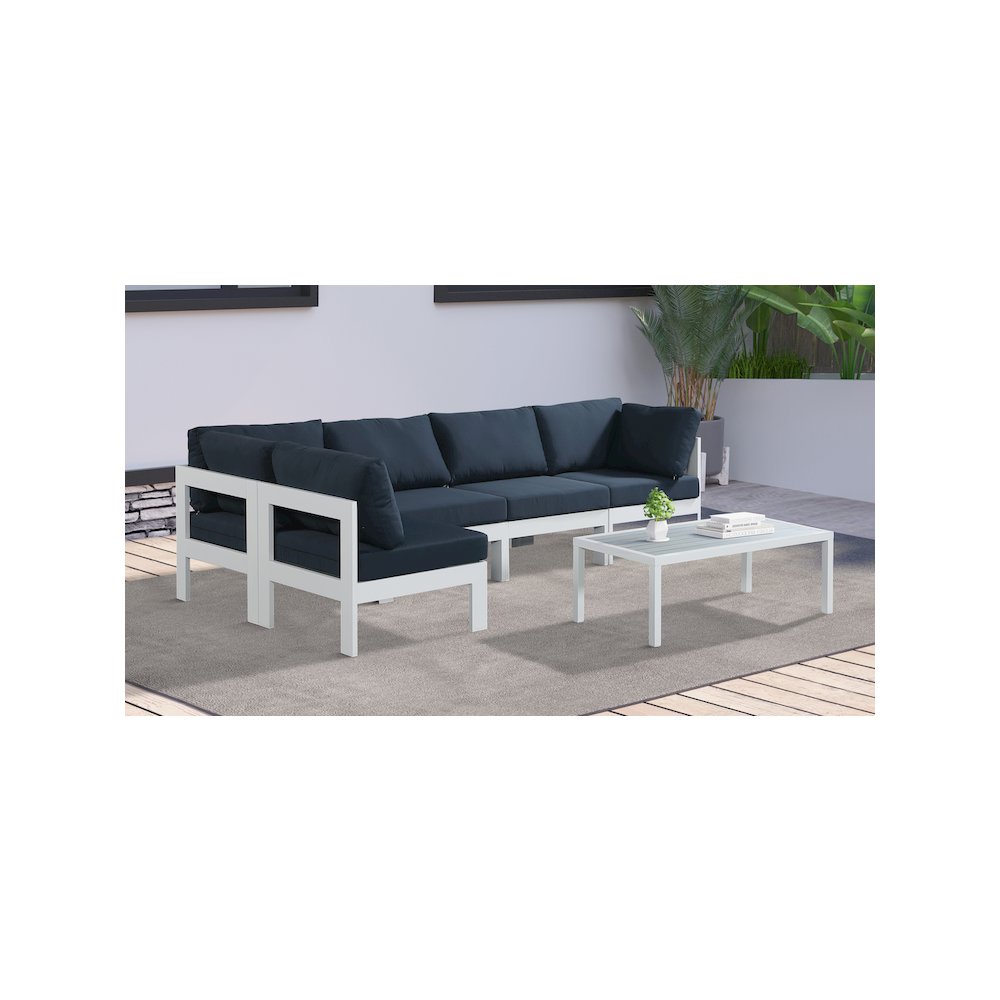 Nizuc Navy Water Resistant Fabric Outdoor Patio Modular Sectional. Picture 3