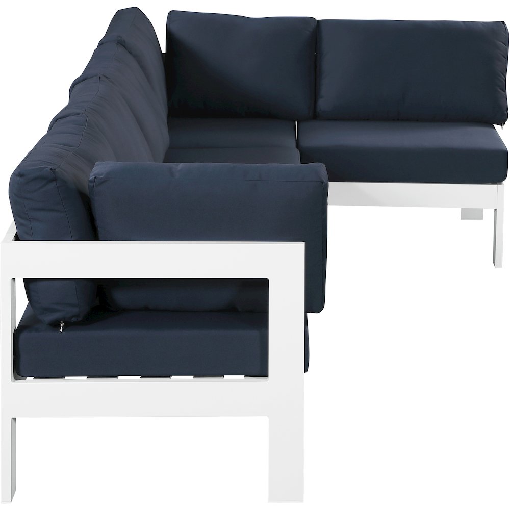 Nizuc Navy Water Resistant Fabric Outdoor Patio Modular Sectional. Picture 6