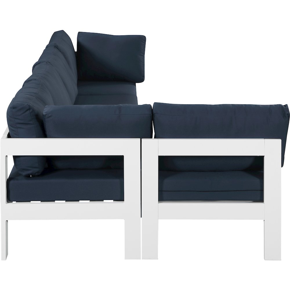 Nizuc Navy Water Resistant Fabric Outdoor Patio Modular Sectional. Picture 7