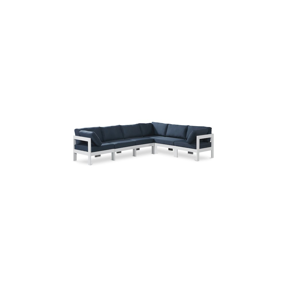 Nizuc Navy Water Resistant Fabric Outdoor Patio Modular Sectional. Picture 1