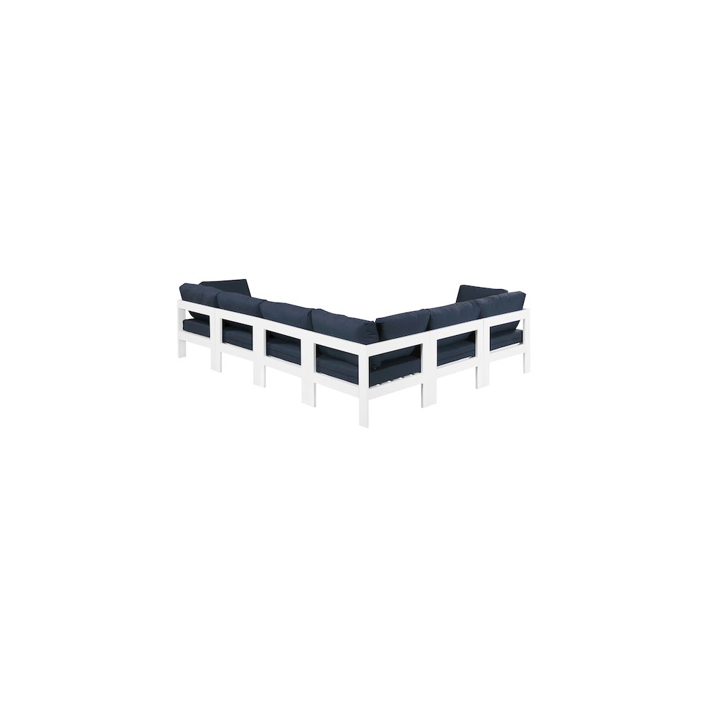 Nizuc Navy Water Resistant Fabric Outdoor Patio Modular Sectional. Picture 2
