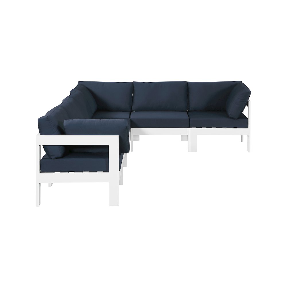 Nizuc Navy Water Resistant Fabric Outdoor Patio Modular Sectional. Picture 4
