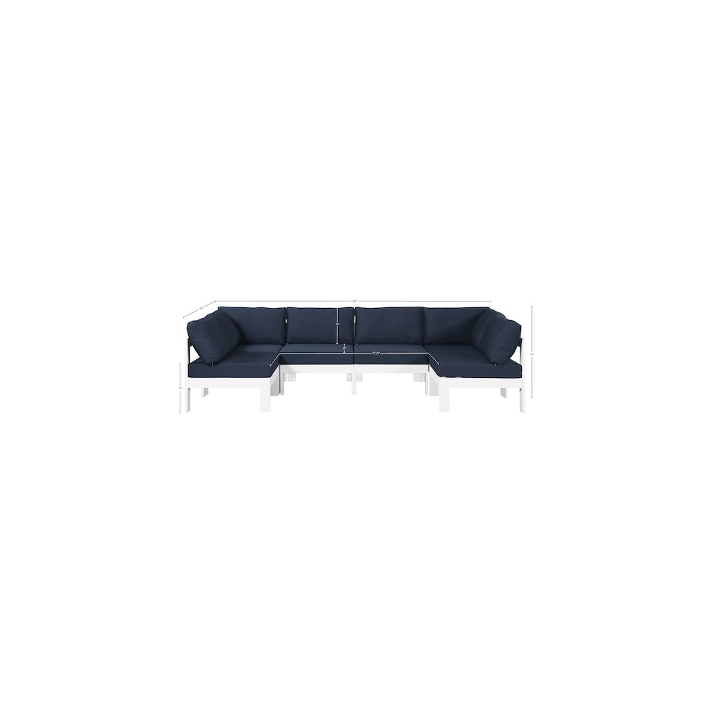 Nizuc Navy Water Resistant Fabric Outdoor Patio Modular Sectional. Picture 6