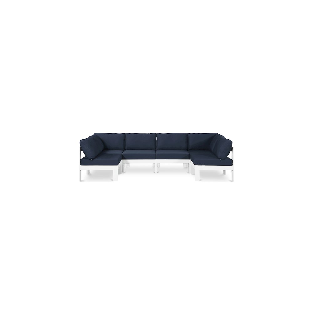 Nizuc Navy Water Resistant Fabric Outdoor Patio Modular Sectional. Picture 1