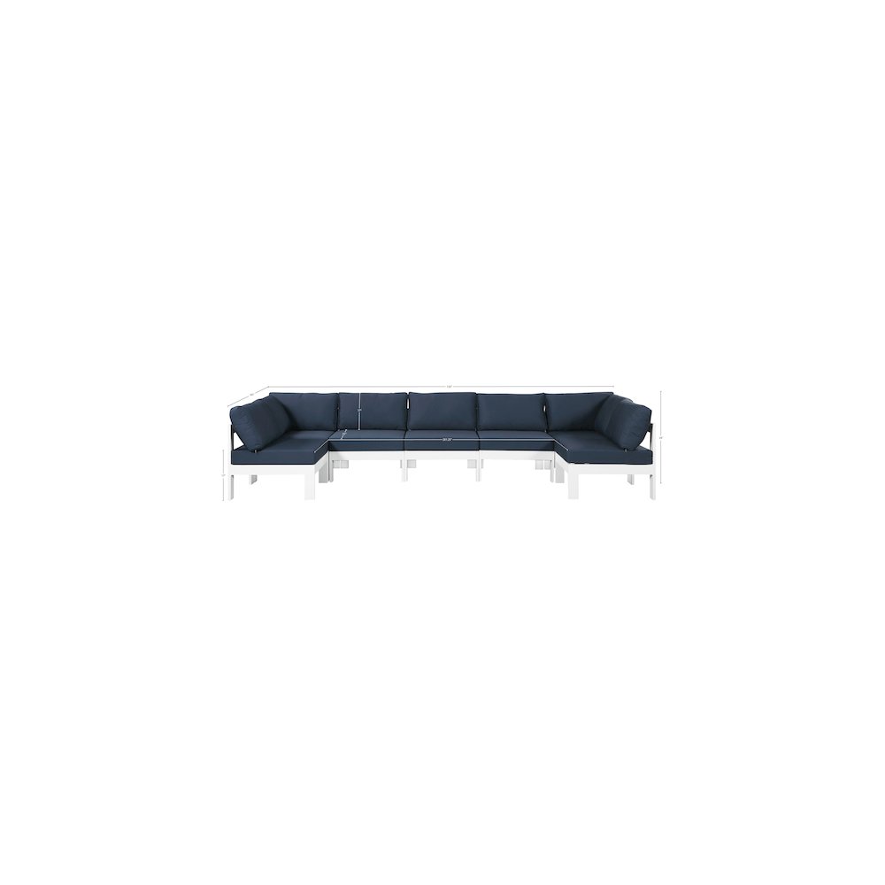 Nizuc Navy Water Resistant Fabric Outdoor Patio Modular Sectional. Picture 6