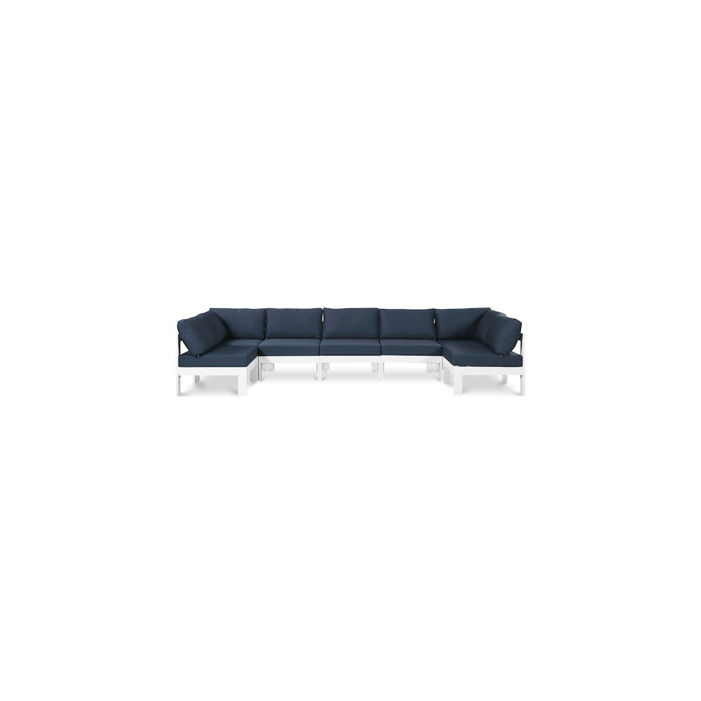 Nizuc Navy Water Resistant Fabric Outdoor Patio Modular Sectional. Picture 1