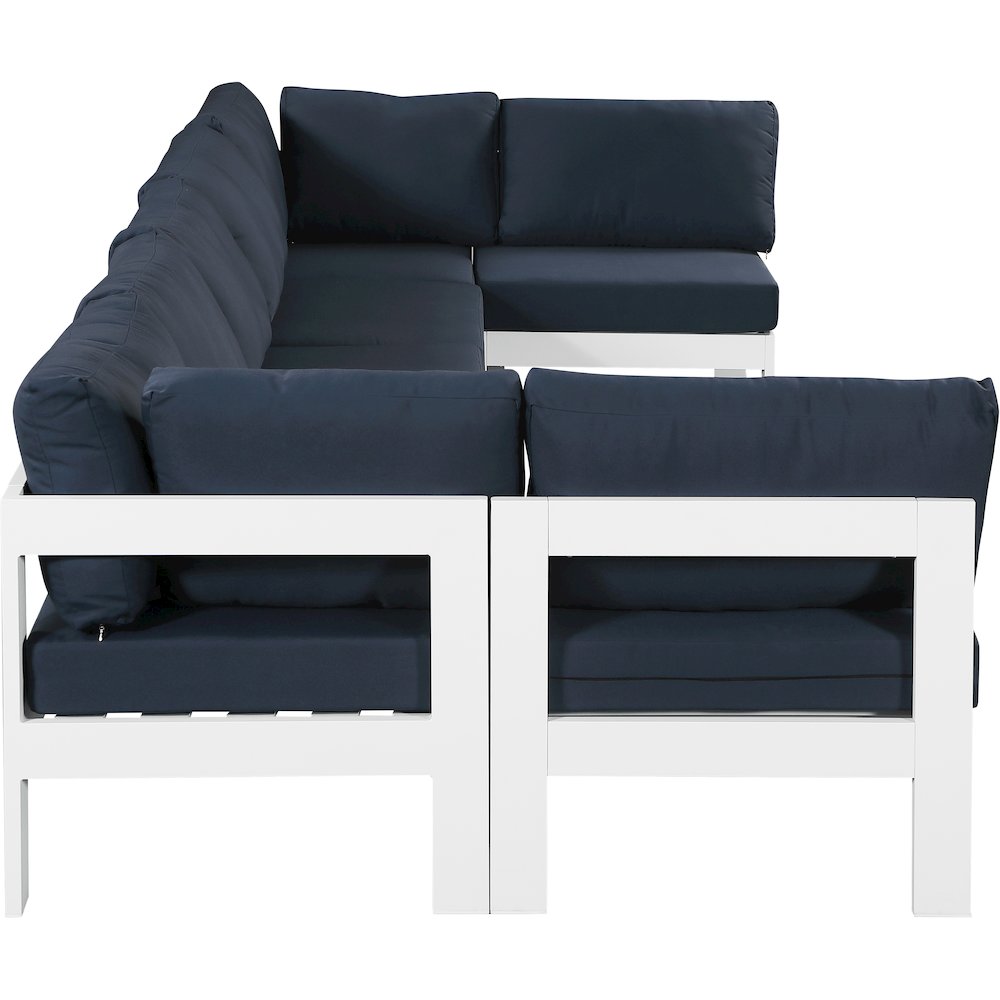 Nizuc Navy Water Resistant Fabric Outdoor Patio Modular Sectional. Picture 3