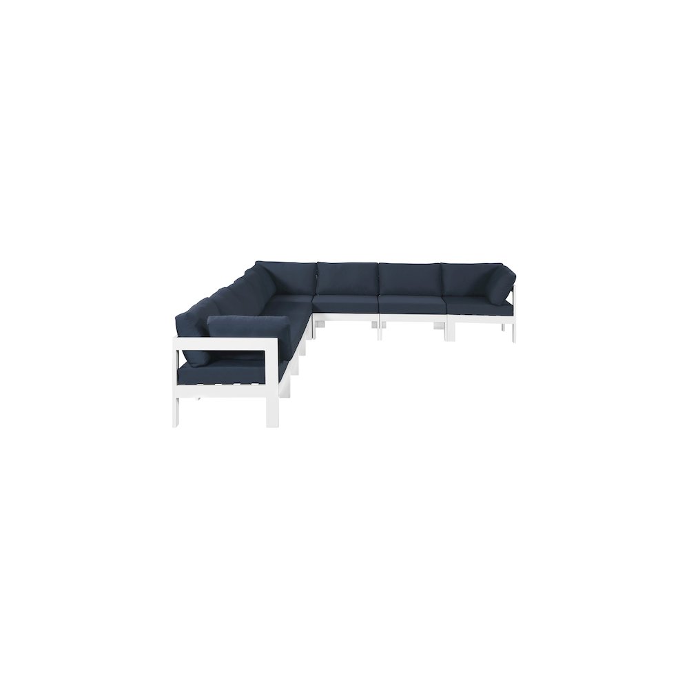 Nizuc Navy Water Resistant Fabric Outdoor Patio Modular Sectional. Picture 4