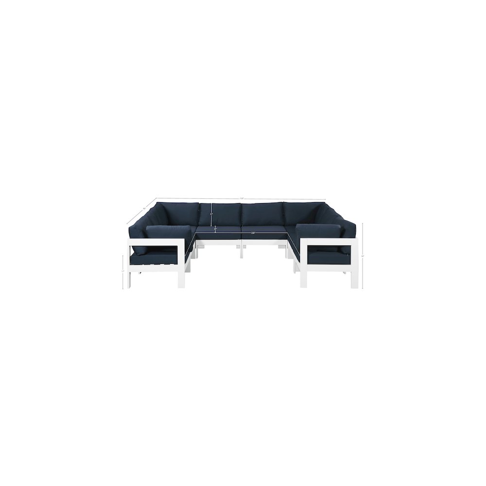 Nizuc Navy Water Resistant Fabric Outdoor Patio Modular Sectional. Picture 6