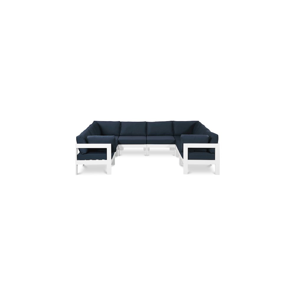 Nizuc Navy Water Resistant Fabric Outdoor Patio Modular Sectional. Picture 1