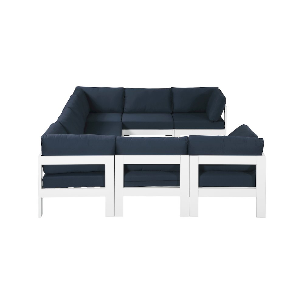 Nizuc Navy Water Resistant Fabric Outdoor Patio Modular Sectional. Picture 3