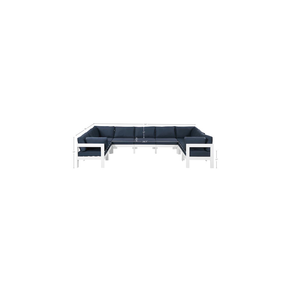 Nizuc Navy Water Resistant Fabric Outdoor Patio Modular Sectional. Picture 6