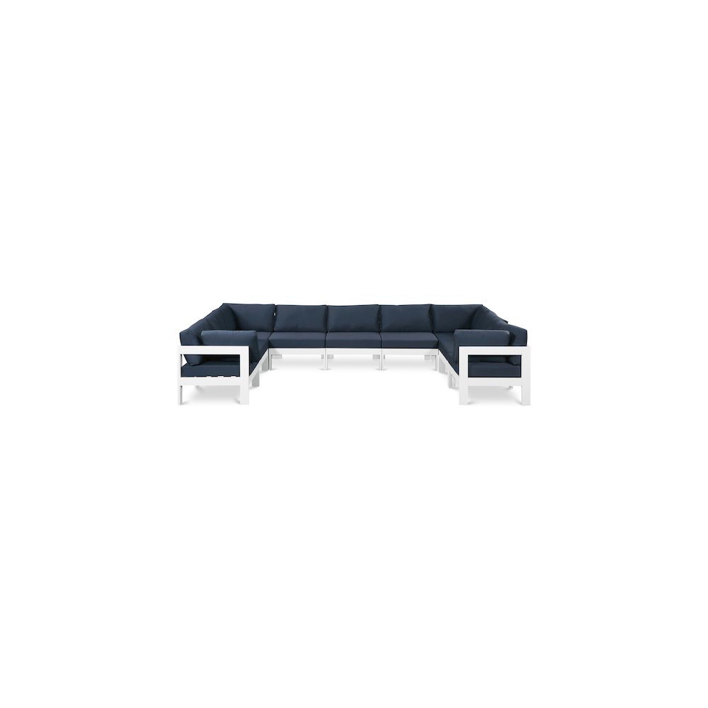Nizuc Navy Water Resistant Fabric Outdoor Patio Modular Sectional. Picture 1