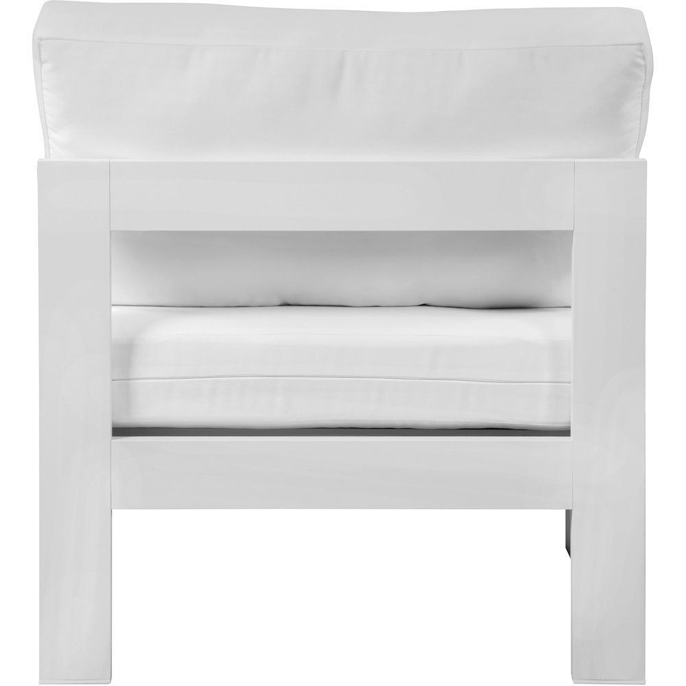 Nizuc White Water Resistant Fabric Outdoor Patio Aluminum Armless Chair. Picture 2