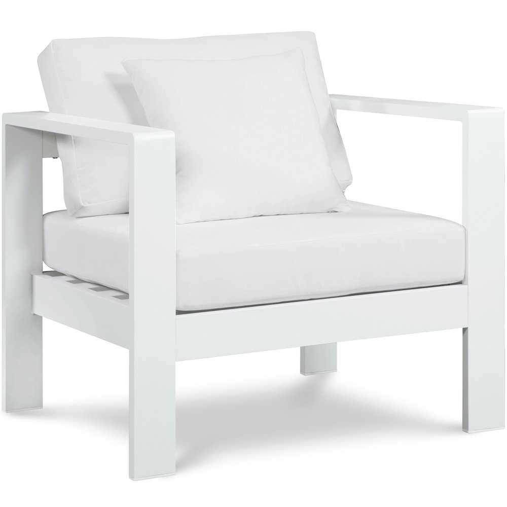 Nizuc White Water Resistant Fabric Outdoor Patio Aluminum Arm Chair. Picture 1