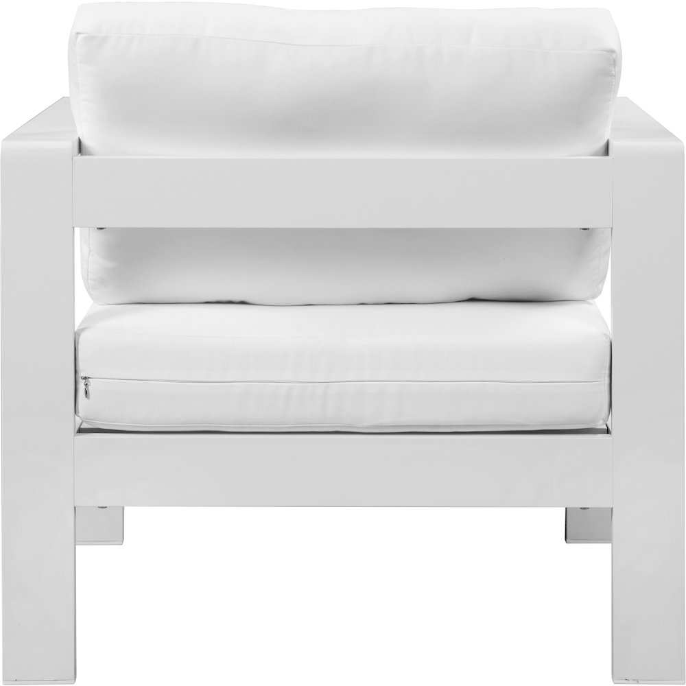 Nizuc White Water Resistant Fabric Outdoor Patio Aluminum Arm Chair. Picture 2