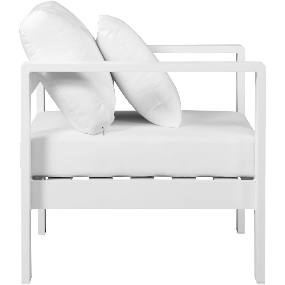 Nizuc White Water Resistant Fabric Outdoor Patio Aluminum Arm Chair. Picture 3