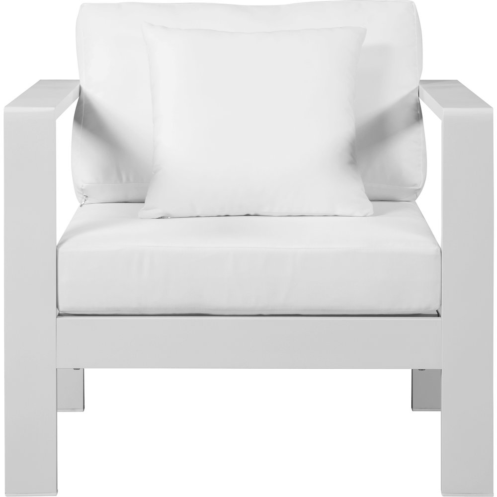 Nizuc White Water Resistant Fabric Outdoor Patio Aluminum Arm Chair. Picture 4