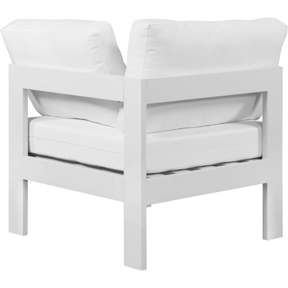 Nizuc White Water Resistant Fabric Outdoor Patio Aluminum Corner Chair. Picture 2