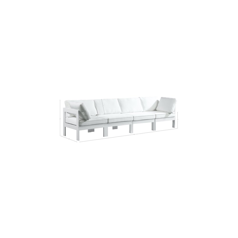 Nizuc White Water Resistant Fabric Outdoor Patio Modular Sofa. Picture 7