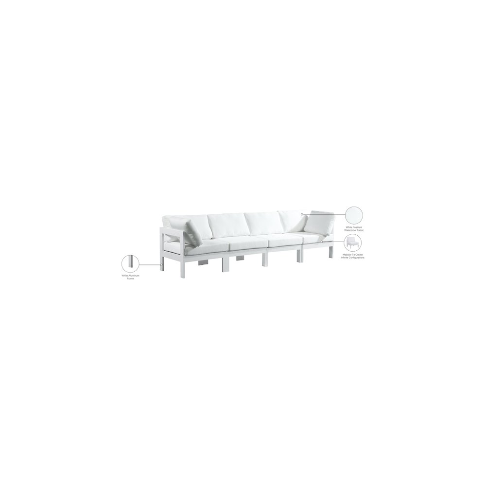 Nizuc White Water Resistant Fabric Outdoor Patio Modular Sofa. Picture 8