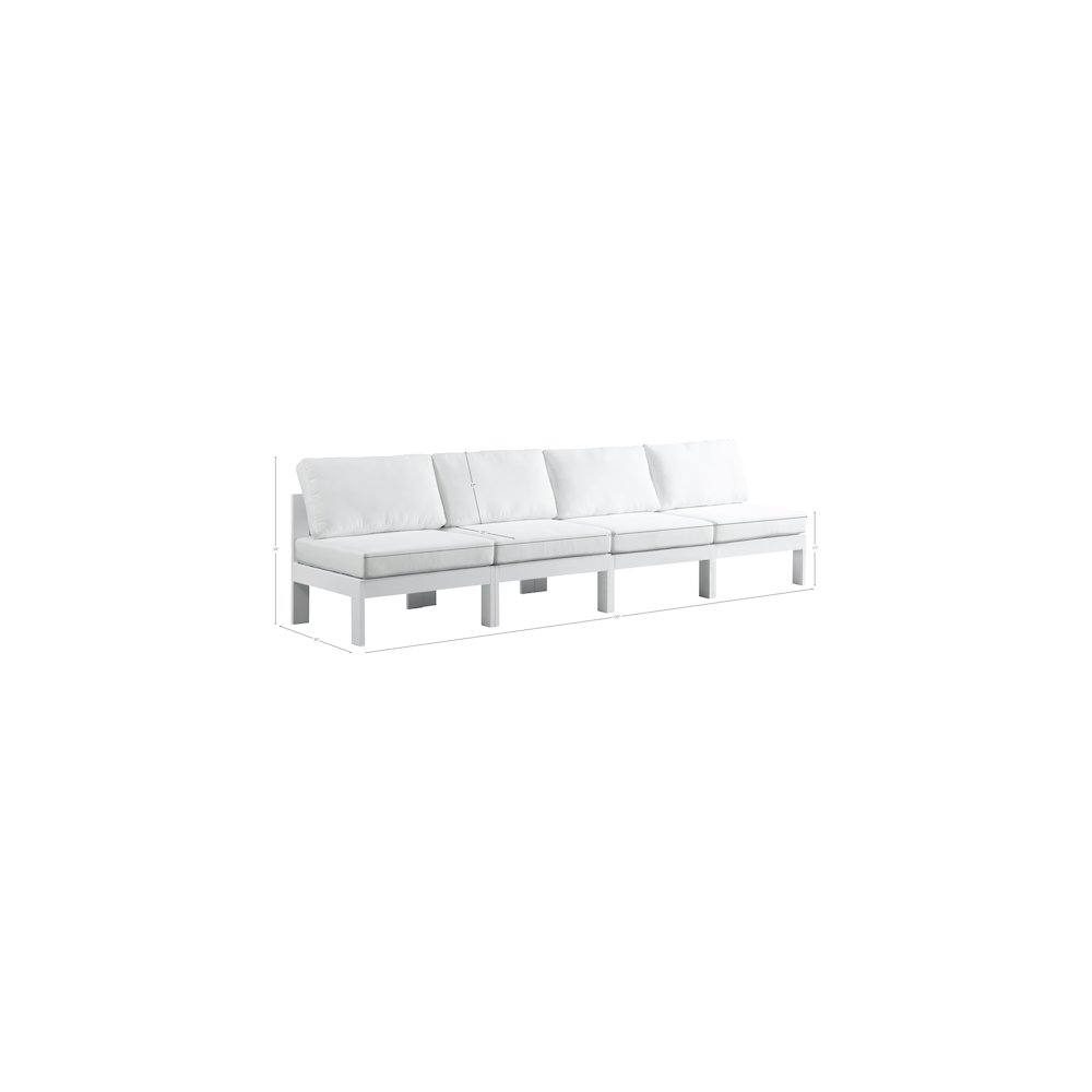 Nizuc White Water Resistant Fabric Outdoor Patio Modular Sofa. Picture 7