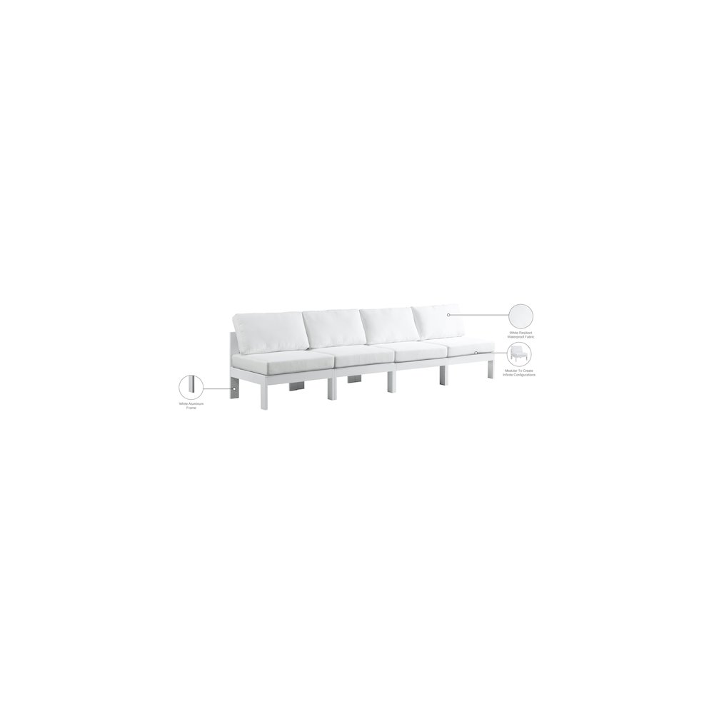 Nizuc White Water Resistant Fabric Outdoor Patio Modular Sofa. Picture 8