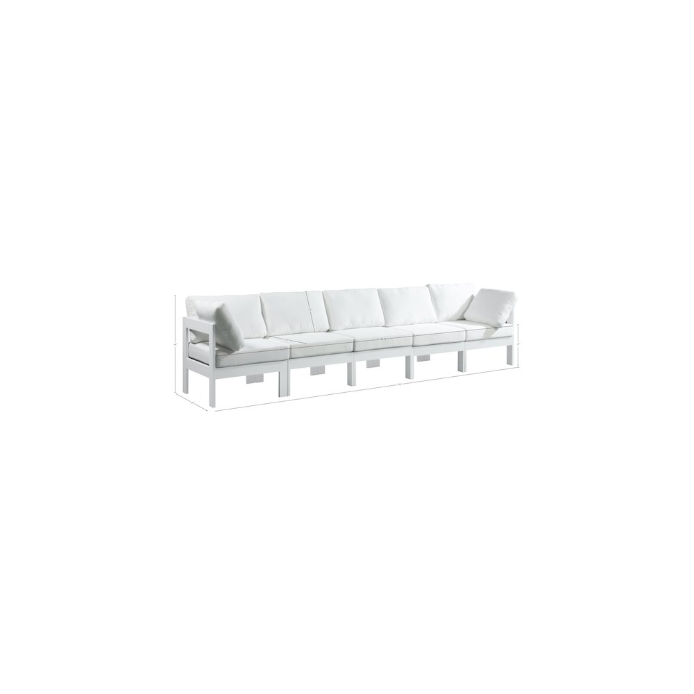 Nizuc White Water Resistant Fabric Outdoor Patio Modular Sofa. Picture 7