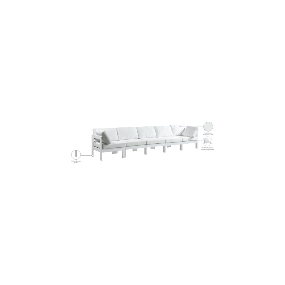 Nizuc White Water Resistant Fabric Outdoor Patio Modular Sofa. Picture 8