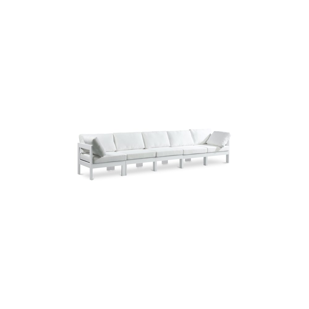 Nizuc White Water Resistant Fabric Outdoor Patio Modular Sofa. Picture 1