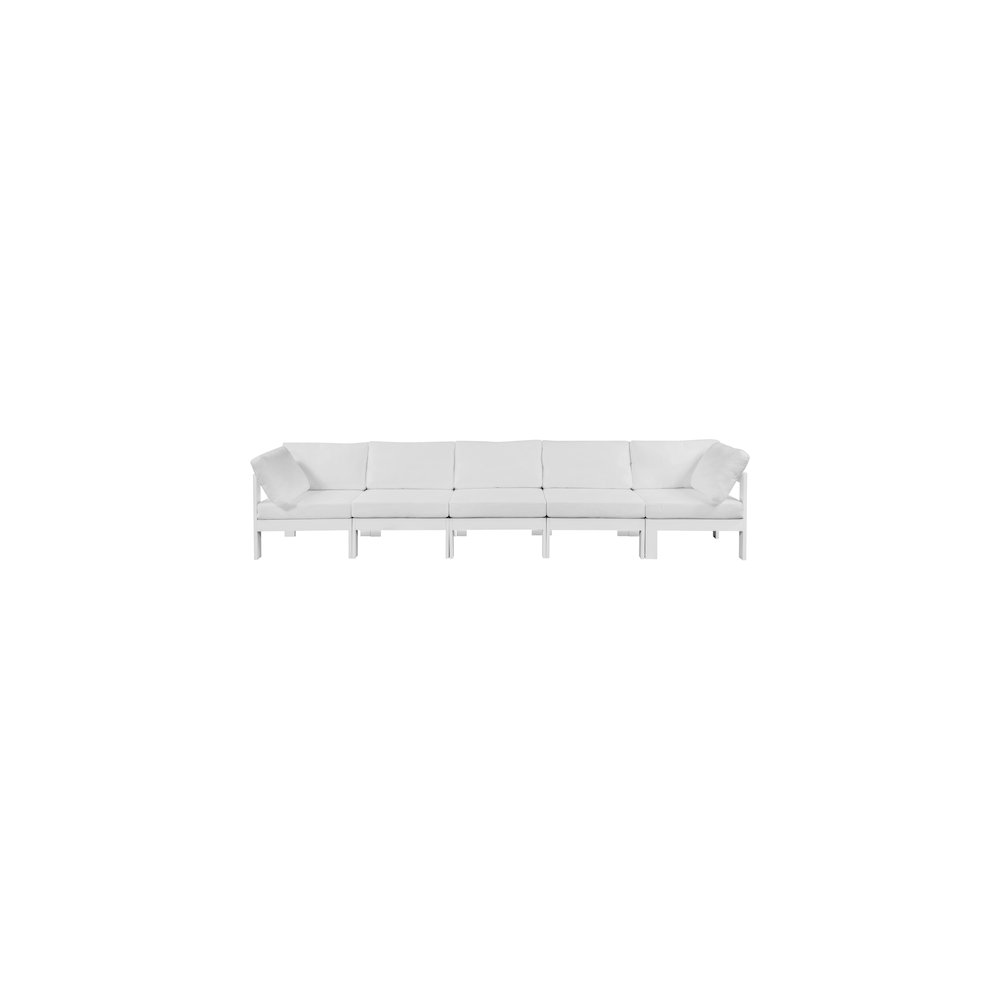 Nizuc White Water Resistant Fabric Outdoor Patio Modular Sofa. Picture 4