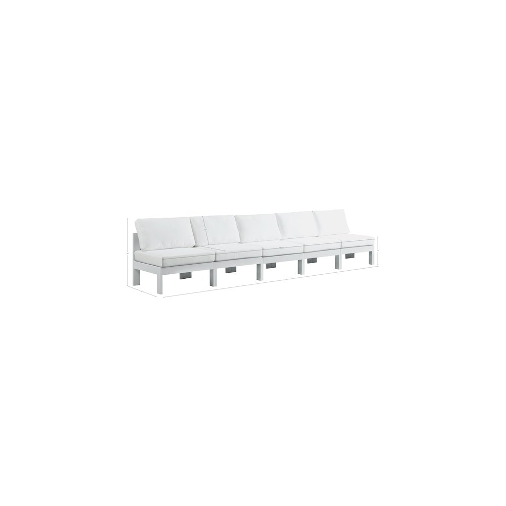 Nizuc White Water Resistant Fabric Outdoor Patio Modular Sofa. Picture 7