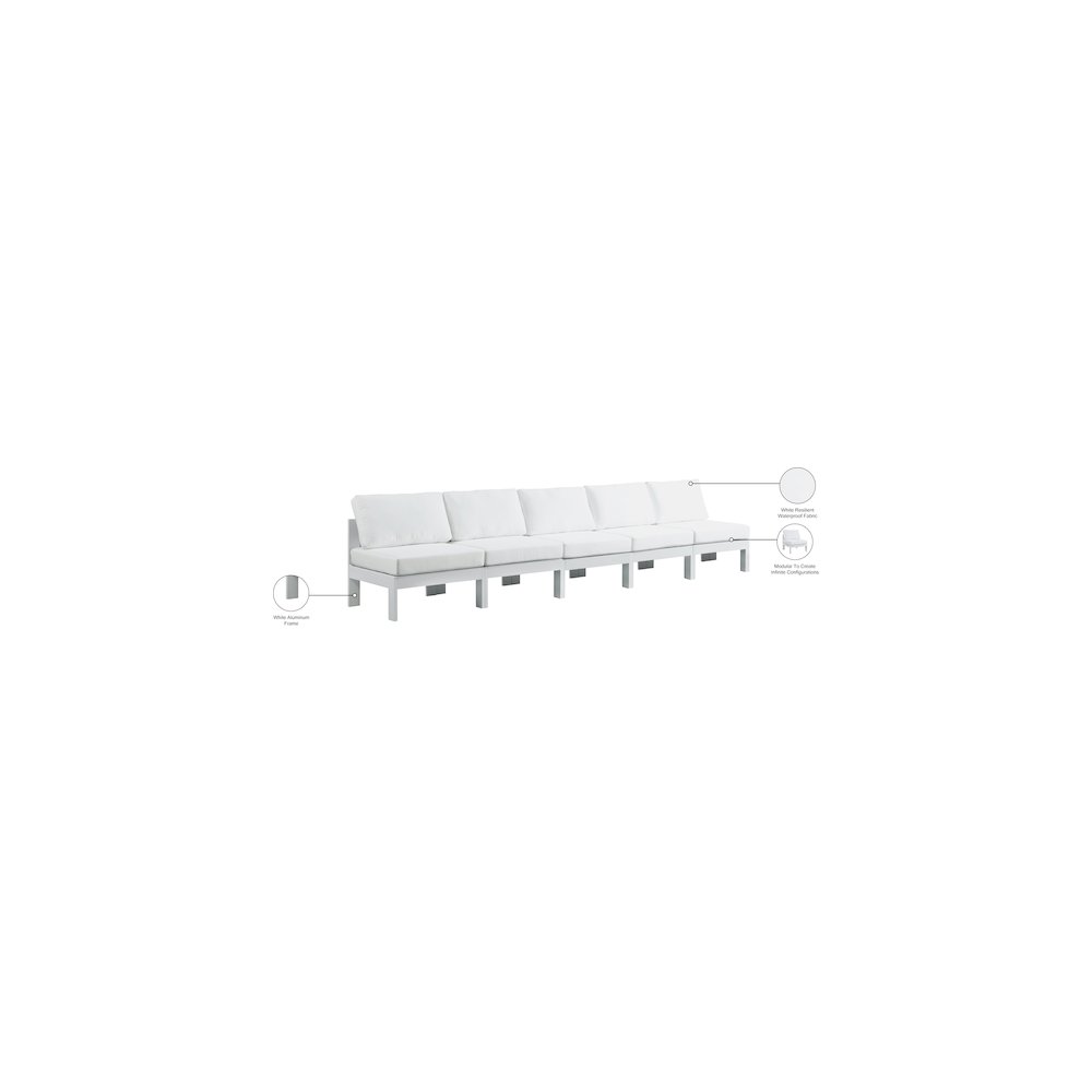 Nizuc White Water Resistant Fabric Outdoor Patio Modular Sofa. Picture 8