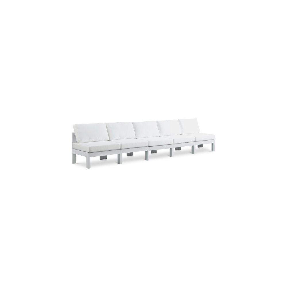 Nizuc White Water Resistant Fabric Outdoor Patio Modular Sofa. Picture 1